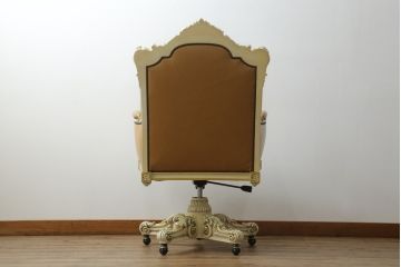 中古　SILIK(シリック)　本革と細やかな彫刻が高級感あふれるデスクチェア(定価約90万円)(アームチェア)(R-057259)