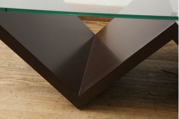 中古　美品　arflex(アルフレックス)　MONTAGNA(モンターニャ)　W字型の脚のデザインがお洒落なセンターテーブル(定価約20万円)(ガラステーブル、ローテーブル)(R-057262)