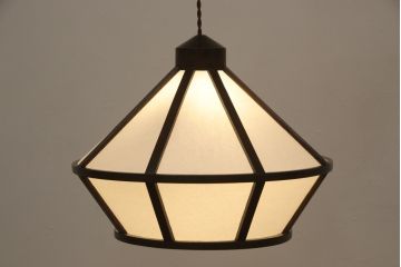 ビンテージ照明　和モダンな空間のアクセントになる木製照明(吊り下げ照明、天井照明、ペンダントライト、ヴィンテージ)(R-057295)