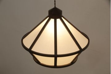 ビンテージ照明　和モダンな空間のアクセントになる木製照明(吊り下げ照明、天井照明、ペンダントライト、ヴィンテージ)(R-057295)