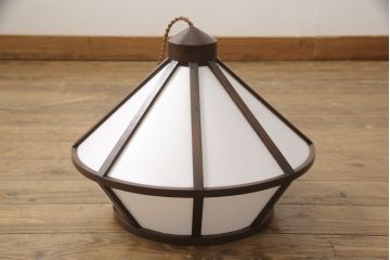 ビンテージ照明　和モダンな空間のアクセントになる木製照明(吊り下げ照明、天井照明、ペンダントライト、ヴィンテージ)(R-057295)