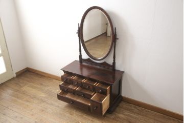 中古　美品　民芸家具　北の匠　山室家具　クラシカルで品のあるデザインが美しいドレッシングチェスト(ドレッサー、鏡台)(R-057299)