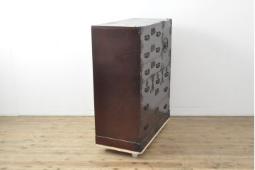 中古　美品　ケヤキ(欅)材・中桐　落ち着いた品のある佇まいが魅力的な国産民芸箪笥(和箪笥、衣装箪笥、収納箪笥、引き出し、チェスト)(R-057301)