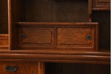 中古　前面ケヤキ材　なかなかお目にかかれない特大サイズの2段重ね茶箪笥(茶棚、食器棚、収納棚、キャビネット、戸棚)(定価約120万円)(R-057313)