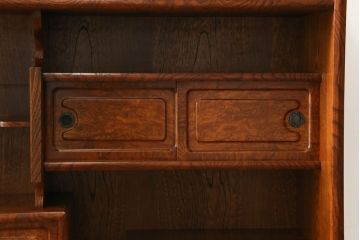 中古　前面ケヤキ材　なかなかお目にかかれない特大サイズの2段重ね茶箪笥(茶棚、食器棚、収納棚、キャビネット、戸棚)(定価約120万円)(R-057313)