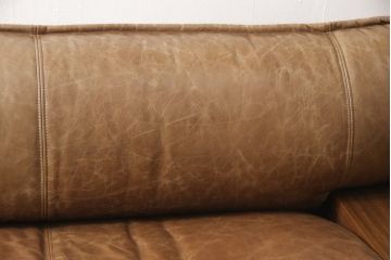 中古　美品　ロックストーン(ROCK STONE)　ウォールナット・本革　シンプルモダンなデザインが目を引く2人掛けレザーソファ(定価約54万円)(二人掛けソファ、2P)(R-057322)