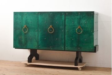 激レア!　ビンテージ家具　イタリア高級家具　アルド・トゥーラ(ALDO TURA)　個性的なデザインがインパクト抜群のサイドボード(収納棚、戸棚、ヴィンテージ)(R-057334)