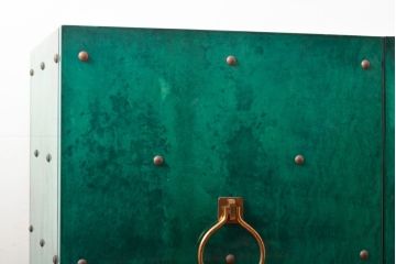 激レア!　ビンテージ家具　イタリア高級家具　アルド・トゥーラ(ALDO TURA)　個性的なデザインがインパクト抜群のサイドボード(収納棚、戸棚、ヴィンテージ)(R-057334)