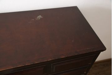 中古　国産民芸家具　深みのある色合いが魅力的　シンプルかつモダンなハイチェスト(引き出し、衣装タンス、洋服タンス)(R-057342)