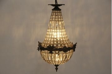 ビンテージ照明　フランスヴィンテージ　シックな色合いで大人の空間を演出するシャンデリア(吊り下げ照明、天井照明)(R-057351)