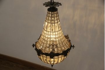 ビンテージ照明　フランスヴィンテージ　シックな色合いで大人の空間を演出するシャンデリア(吊り下げ照明、天井照明)(R-057351)