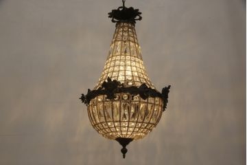 ビンテージ照明　フランスヴィンテージ　シックな色合いで大人の空間を演出するシャンデリア(吊り下げ照明、天井照明)(R-057351)