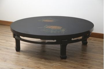 中古　美品　伝統工芸輪島塗　高海堂　天板下のデザインが特徴的な丸座卓(定価約180万円)(ちゃぶ台、テーブル、ローテーブル、ラウンドテーブル)(R-057352)