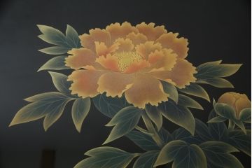 中古　美品　伝統工芸輪島塗　高海堂　天板下のデザインが特徴的な丸座卓(定価約180万円)(ちゃぶ台、テーブル、ローテーブル、ラウンドテーブル)(R-057352)