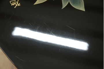 中古　美品　伝統工芸輪島塗　高海堂　天板下のデザインが特徴的な丸座卓(定価約180万円)(ちゃぶ台、テーブル、ローテーブル、ラウンドテーブル)(R-057352)
