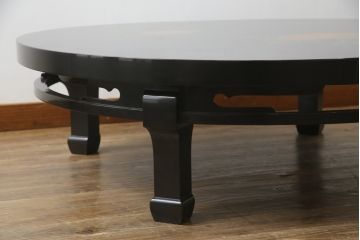 中古　美品　伝統工芸輪島塗　高海堂　天板下のデザインが特徴的な丸座卓(定価約180万円)(ちゃぶ台、テーブル、ローテーブル、ラウンドテーブル)(R-057352)