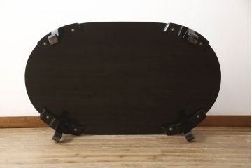 中古　民芸家具　オーバル型　豪華絢爛な螺鈿細工の座卓(定価約67万円)(ローテーブル、センターテーブル)(R-057356)
