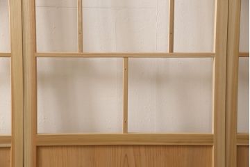 ラフジュ工房オリジナル 杉材 大正ロマン ノスタルジックな雰囲気づくりに活躍するガラス戸4枚セット(色ガラスもお入れできます)(引き戸、建具)(R-057363)