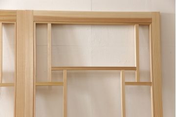 ラフジュ工房オリジナル　杉材　大正ロマン　和洋折衷なインテリアが叶うガラス戸4枚セット(色ガラスもお入れできます)(引き戸、建具)(R-057375)