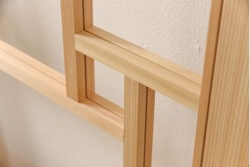 ラフジュ工房オリジナル　杉材　大正ロマン　和洋折衷なインテリアが叶うガラス戸3枚セット(色ガラスもお入れできます)(引き戸、建具)(R-057376)