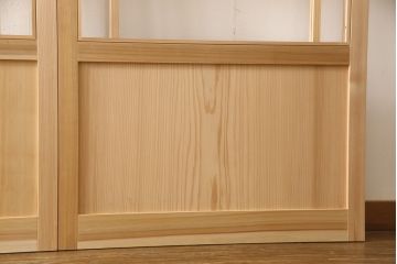 ラフジュ工房オリジナル　杉材　大正ロマン　和洋折衷なインテリアが叶うガラス戸3枚セット(色ガラスもお入れできます)(引き戸、建具)(R-057376)