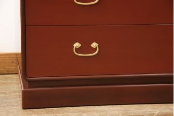 中古　最高級品　松創　秋草図　朱漆塗り　繊細な螺鈿細工が目を引く総桐箪笥(定価推定350万円以上)(衣装タンス、着物箪笥、桐たんす)(R-057380)