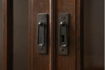 和製アンティーク　上手物　大正ロマン　ナラ材　見せる収納が楽しめる、象嵌入り本箱(ブックケース、収納棚、戸棚、飾り棚)(R-057381)