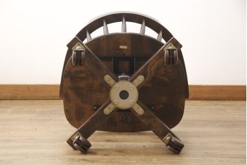 中古　希少　絶版品　北海道民芸家具　在宅ワーク用にもオススメのデスクチェア(回転イス、椅子、アームチェア、板座チェア)(R-057383)