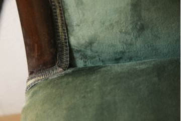 フランスアンティーク　マホガニー材　優雅な佇まいが魅力的なキャスター付きアームチェア(椅子、イス)(R-057384)