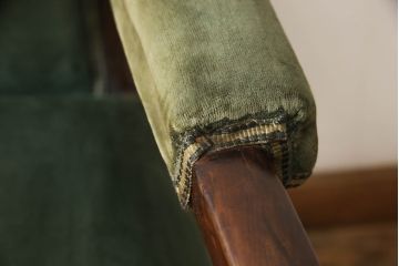 フランスアンティーク　マホガニー材　優雅な佇まいが魅力的なキャスター付きアームチェア(椅子、イス)(R-057384)