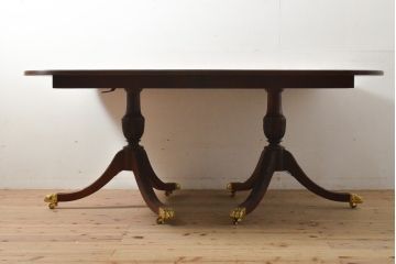 中古　美品　アメリカ高級家具　COUN CILL(カウンシル)　マホガニー材　高級感漂う佇まいが魅力のダイニングテーブル(カンセル、エクステンションテーブル)(定価約100万円)(R-057409)