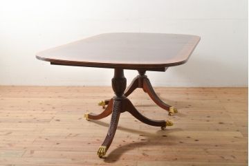 中古　美品　アメリカ高級家具　COUN CILL(カウンシル)　マホガニー材　高級感漂う佇まいが魅力のダイニングテーブル(カンセル、エクステンションテーブル)(定価約100万円)(R-057409)