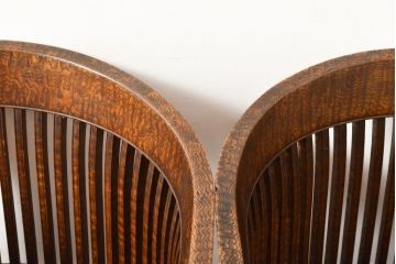和製アンティーク　最高級　大正ロマン　上手物!　タモ材　玉杢　古い洋館のラウンジチェア2脚セット(ダイニングチェア、椅子、イス)(R-057410)