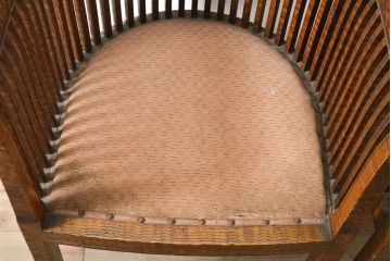 和製アンティーク　最高級　大正ロマン　上手物!　タモ材　玉杢　古い洋館のラウンジチェア2脚セット(ダイニングチェア、椅子、イス)(R-057410)