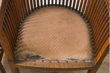 和製アンティーク　最高級　大正ロマン　上手物!　タモ材　玉杢　古い洋館のラウンジチェア2脚セット(ダイニングチェア、椅子、イス)(R-057410)