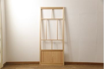 ラフジュ工房オリジナル 杉材 大正ロマン ノスタルジックな雰囲気づくりに活躍するガラス戸1枚(色ガラスもお入れできます)(引き戸、建具)(R-057418)