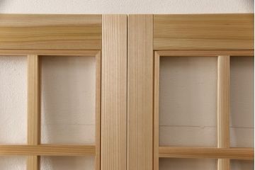 ラフジュ工房オリジナル　杉材　大正ロマン　レトロスタイルやモダンスタイルなどお好みの空間づくりにおすすめのガラス戸4枚セット(色ガラスもお入れできます)(引き戸、建具)(R-057420)