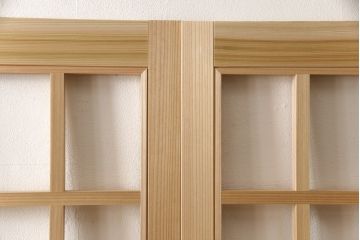 ラフジュ工房オリジナル　杉材　大正ロマン　レトロスタイルやモダンスタイルなどお好みの空間づくりにおすすめのガラス戸4枚セット(色ガラスもお入れできます)(引き戸、建具)(R-057421)