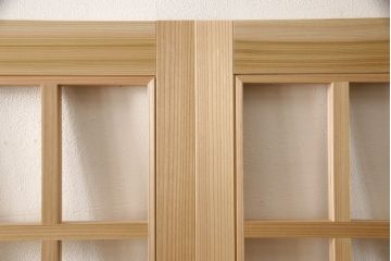 ラフジュ工房オリジナル　杉材　大正ロマン　レトロスタイルやモダンスタイルなどお好みの空間づくりにおすすめのガラス戸3枚セット(色ガラスもお入れできます)(引き戸、建具)(R-057423)
