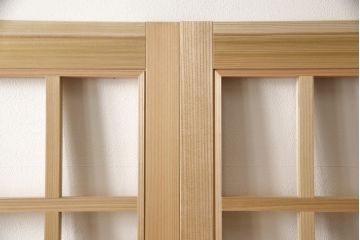 ラフジュ工房オリジナル　杉材　大正ロマン　レトロスタイルやモダンスタイルなどお好みの空間づくりにおすすめのガラス戸3枚セット(色ガラスもお入れできます)(引き戸、建具)(R-057423)