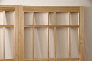 ラフジュ工房オリジナル　杉材　大正ロマン　レトロスタイルやモダンスタイルなどお好みの空間づくりにおすすめのガラス戸3枚セット(色ガラスもお入れできます)(引き戸、建具)(R-057423)