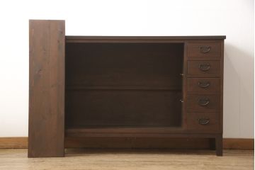 ラフジュ工房オリジナル　古建具リメイク　引き出し付き　和モダンな空間づくりに活躍する水屋箪笥サイドボード(サイドキャビネット、収納棚、戸棚)(R-057437)