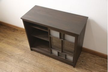 ラフジュ工房オリジナル　古建具リメイク　和モダンな雰囲気を盛り立てる収納棚(サイドボード、戸棚、サイドキャビネット)(R-057438)