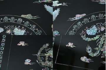 中古　韓国民芸家具　華やかな螺鈿細工が美しいセンターテーブル(座卓、ローテーブル)(R-057441)