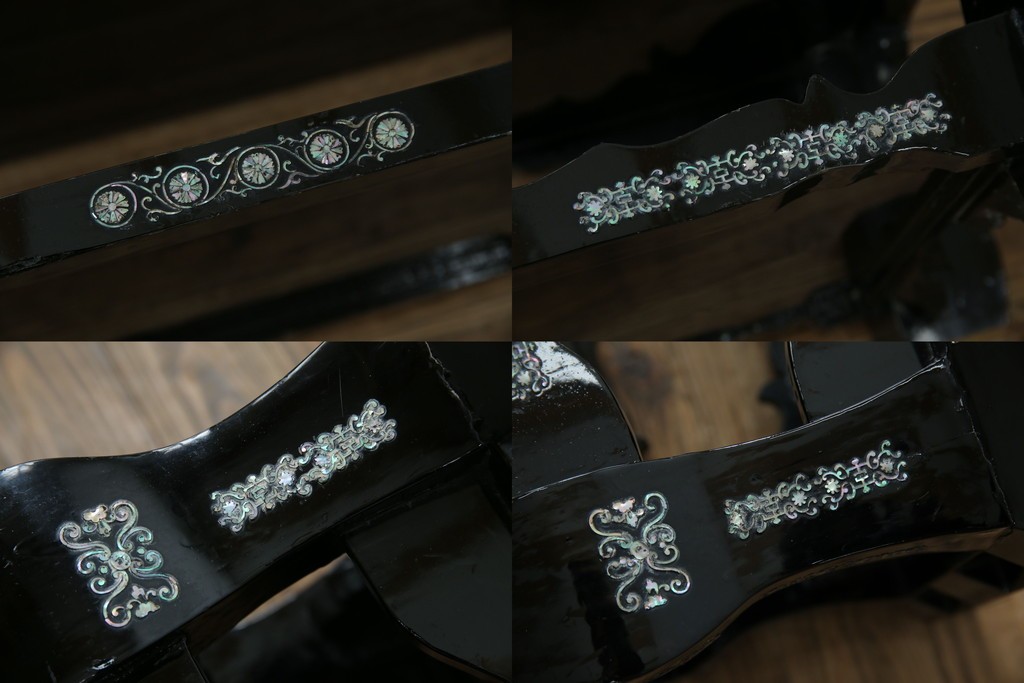 中古　韓国民芸家具　華やかな螺鈿細工が美しいセンターテーブル(座卓、ローテーブル)(R-057441)