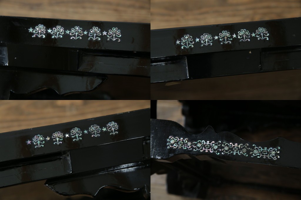 中古　韓国民芸家具　華やかな螺鈿細工が美しいセンターテーブル(座卓、ローテーブル)(R-057441)