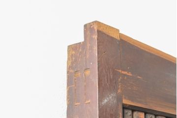 アンティーク建具　総欅材(ケヤキ)　巾着金具　趣溢れる色味が魅力的な富山格子蔵戸1枚(格子戸、引き戸、玄関戸)(R-057454)