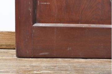 アンティーク建具　大きな金具が存在感抜群!漆の綺麗な格子蔵戸1枚(きつね格子、狐格子、格子戸、マス目、升目、引き戸、玄関戸)(R-057455)