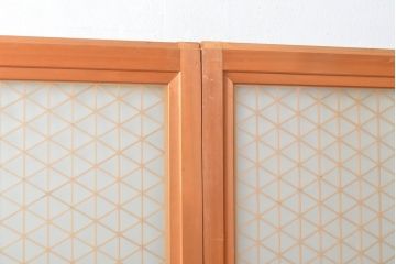 中古　美品　両面ガラス　細やかな組子細工が上質な和を演出する全面組子入りガラス戸2枚セット(引き戸、建具)(R-057458)