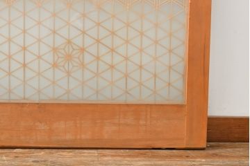 中古　美品　両面ガラス　組子細工が見事な全面組子入りガラス戸2枚セット(引き戸、建具)(R-057460)